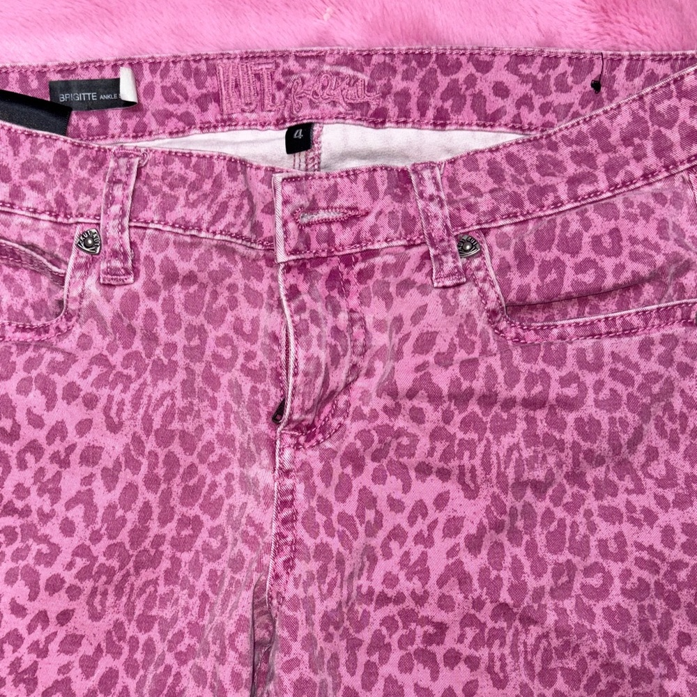 Kut from the Kloth Pink Animal Print Brigitte Ankle Skinny Jeans